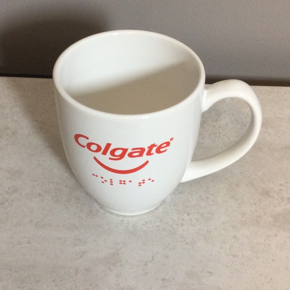 NWT Colgate White Ceramic Logo Mug with Red Accent